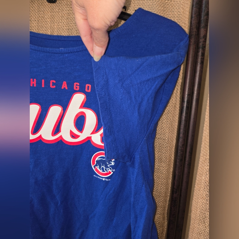 Women's 5th And Ocean Genuine Merchandise Chicago Cubs Blue Tie Tee L - Picture 3 of 14
